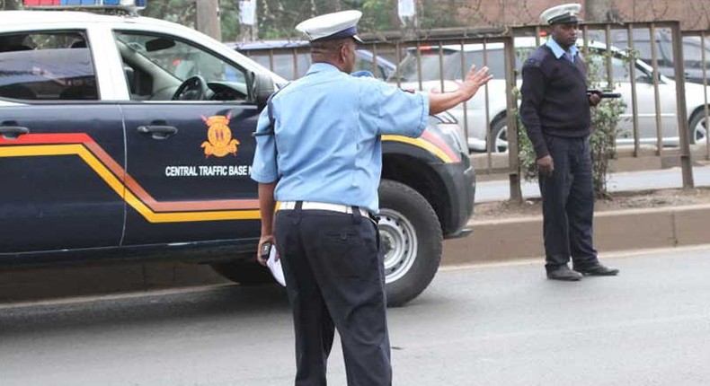 Police stopping vehicles along Thika Road