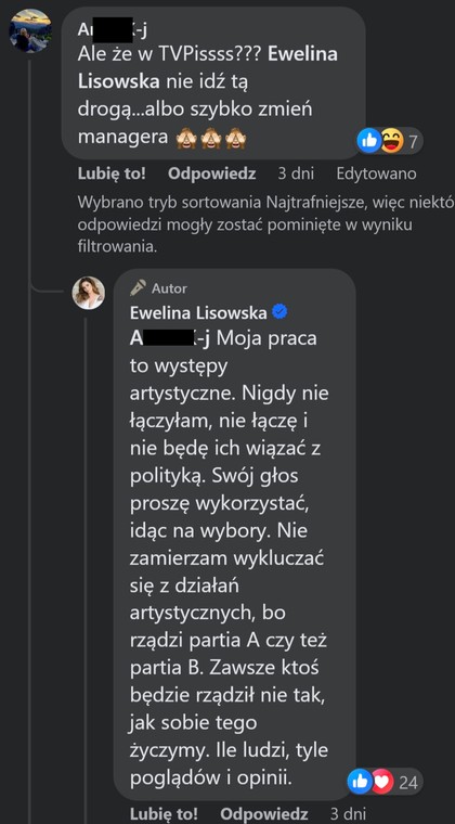 Ewelina Lisowska en Facebook