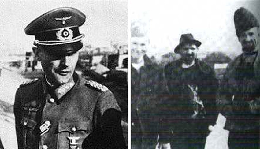 Pripadnici nemačkog elitnog puka "Brandenburg" prerušeni u srpske seljake (desno), pod komandom pukovnika Riharda Bacinga (levo)