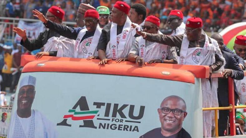 Atiku Abubakar and other PDP Chieftains during the party's campaign rally in Delta state 