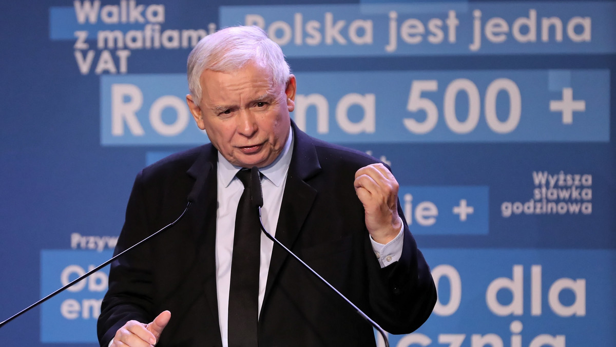 Otwock Wielki: Prezes PiS Jarosław Kaczyński na konwencji wyborczej
