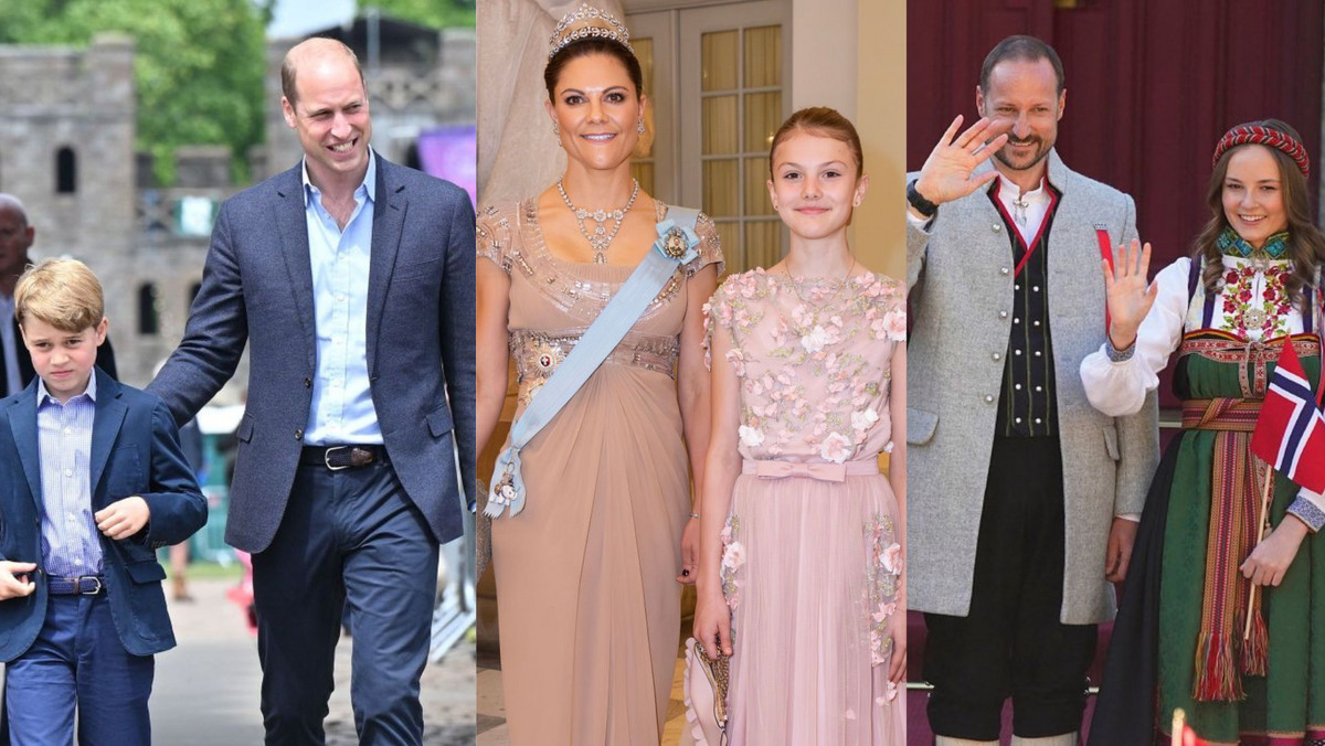 Książę George i książę William, księżniczka Wiktoria i księżniczka Stella, książę Haakon i księżniczka Ingrid