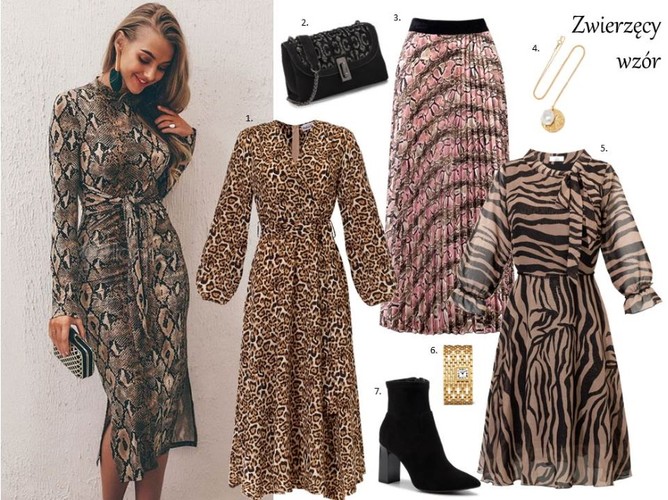 STYLIZACJE na andrzejki 2019: 1. Sukienka – Modern Line/modernline.pl, 2. Torebka- Menbur/menbur.pl, 3. Spódnica – Mefese/mefese.pl, 4. Naszyjnik – TK Maxx, 5. Sukienka – Midori Feminine Fashion/midori.pl, 6. Zegarek – TK Maxx, 7. Botki – Caprice/caprice.pl