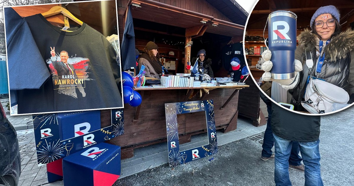 Koszulki z Nawrockim i kubki za 97 zł. Tak TV Republika dorabia na swoim sylwestrze w Chełmie