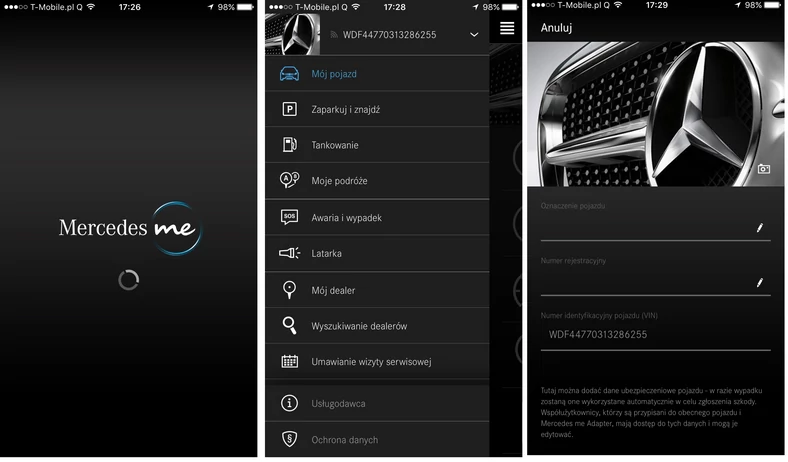 Mercedes Me aplikacja w wersji iOS