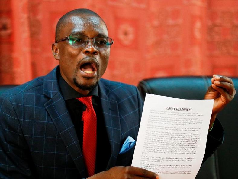 Kimilili MP Didmus Barasa at a press conference in parliament 