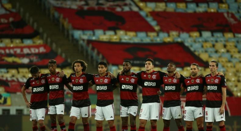 Unsupported: Flamengo faced Racing of Argentina in an empty Maracana Stadium in Rio in the Copa Libertadores and lost on penalties