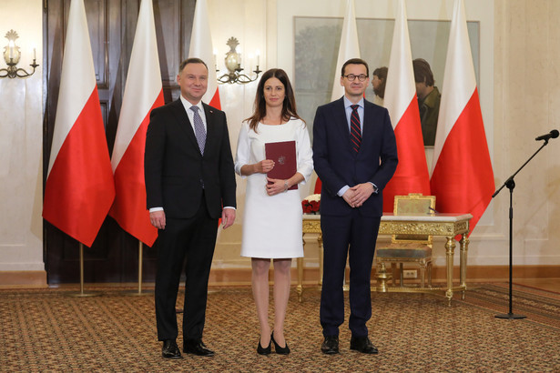 Minister sportu Danuta Dmowska-Andrzejuk w towarzystwie prezydenta i premiera