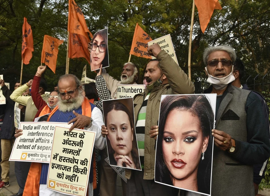 Protesti zbog komentara Rijane i Grete u Nju Delhiju