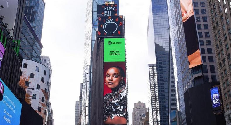 Nikita Kering' featured by Spotify on New York Times Square billboard