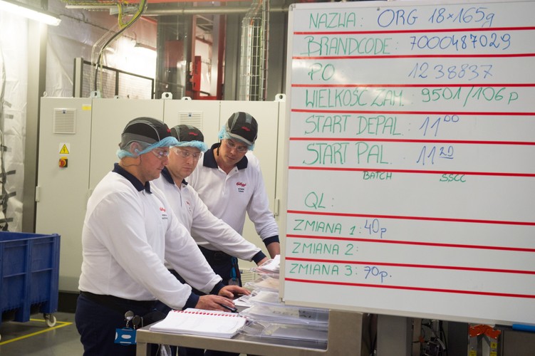 Po uruchomieniu produkcji w zakładzie (do końca lutego przyszłego roku) ma znaleźć pracę 200 osób.<br> Na zdjęciu: Pracownicy nowo otwartej fabryki chipsów Pringles w Kutnie<br>  (zuz) PAP/Grzegorz Michałowski