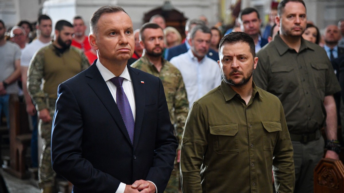 Prezydent Polski Andrzej Duda i prezydent Ukrainy Wołodymyr Zełenski, 9 lipca 2023 r.