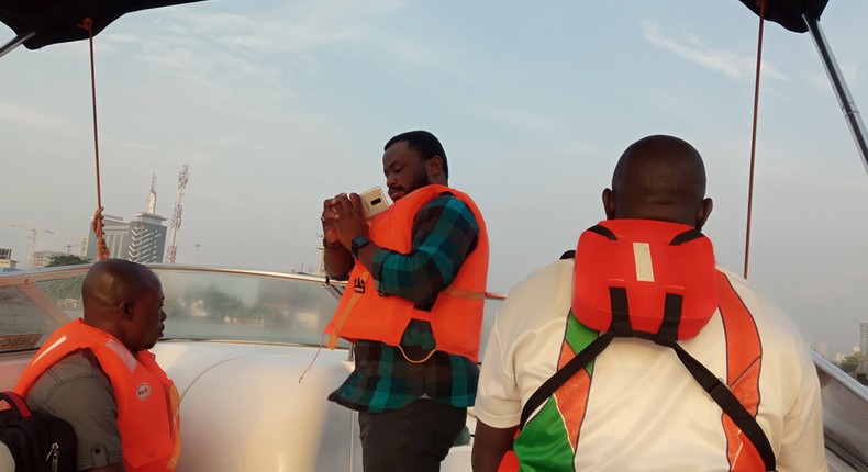 Gossy Ukanwoke, founder of Lagos Boats and some passengers on Gboat at the maiden trip