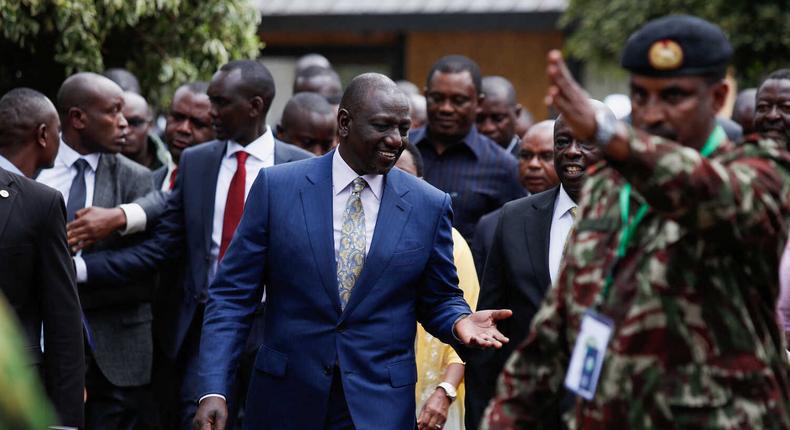 Security officials create a buffer around President-elect William Ruto at Bomas of Kenya