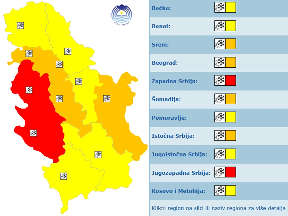 Meteoalarm za sutra