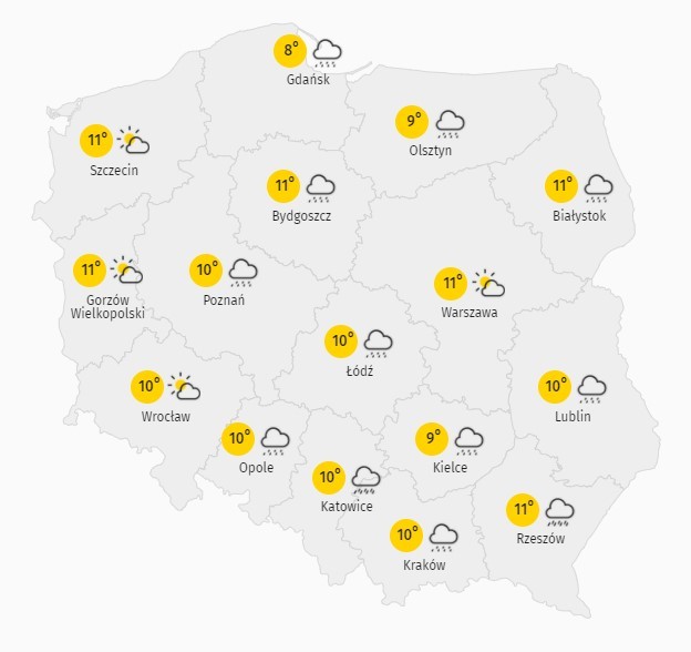 Prognoza temperatury w czwartek 22 kwietnia