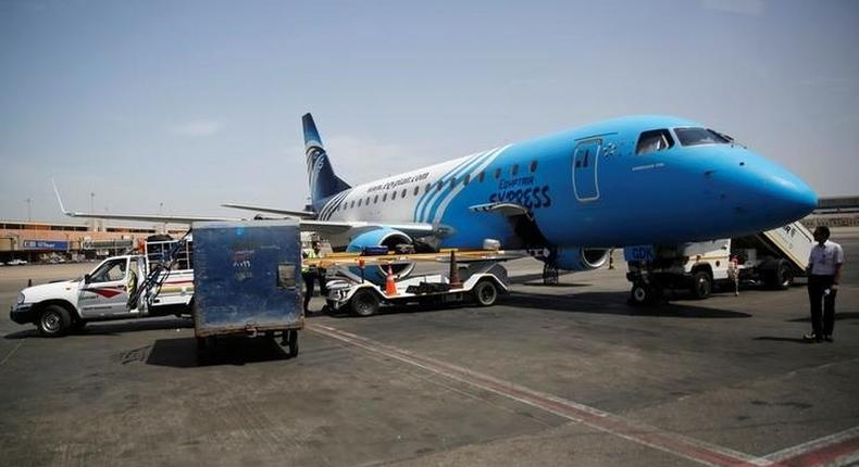 Workers service around an Egyptair flight at International Cairo Airport, Egypt May 21, 2016. 