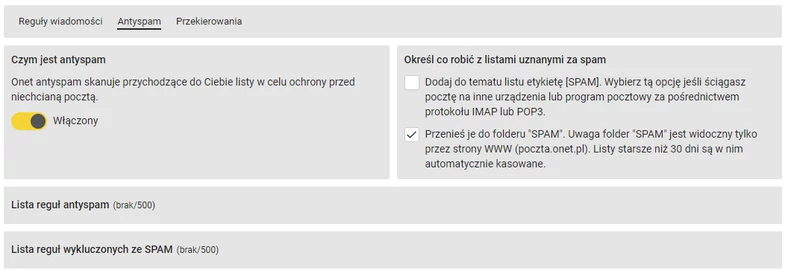 Dobra poczta musi mieć konfigurowalny filtr antyspamowy