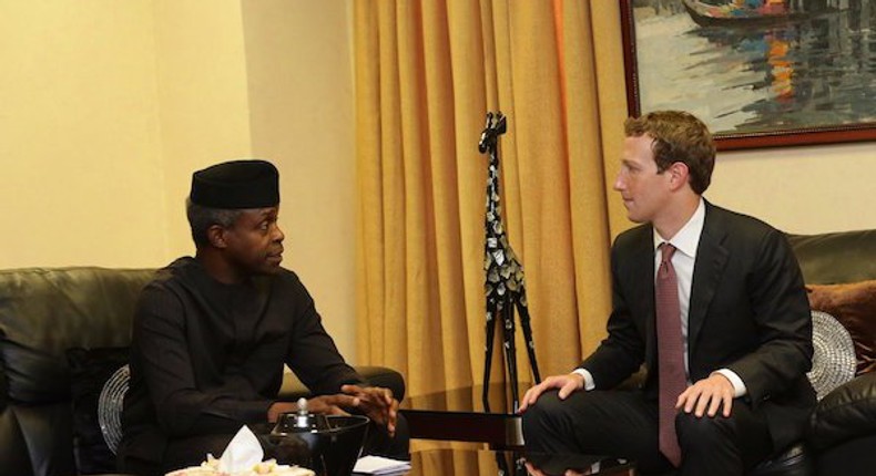 Vice President Yemi Osinbajo with Facebook CEO and Founder, Mark Zuckerberg