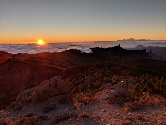 Zachód słońca na Pico de las Nieves. Gran Canaria.