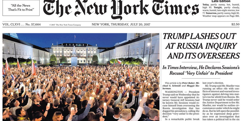 Wydarzenia w Polsce na okładce „New York Timesa”. Piszą o łamaniu prawa