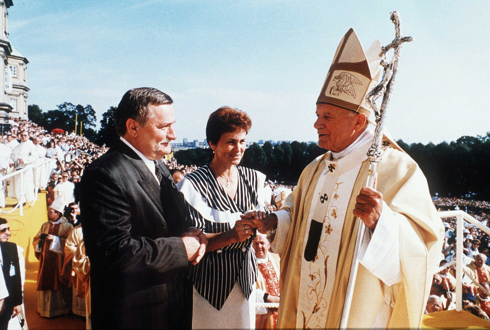 Jan Paweł II i Lech Wałęsa, 1991 r.