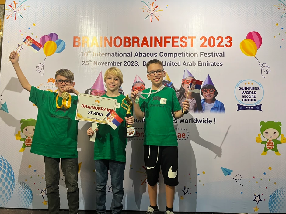 Srpski šampioni u mentalnoj aritmetici Adrian Ferenc Nađ, Boris Ljubotina i Danilo Kaličanin