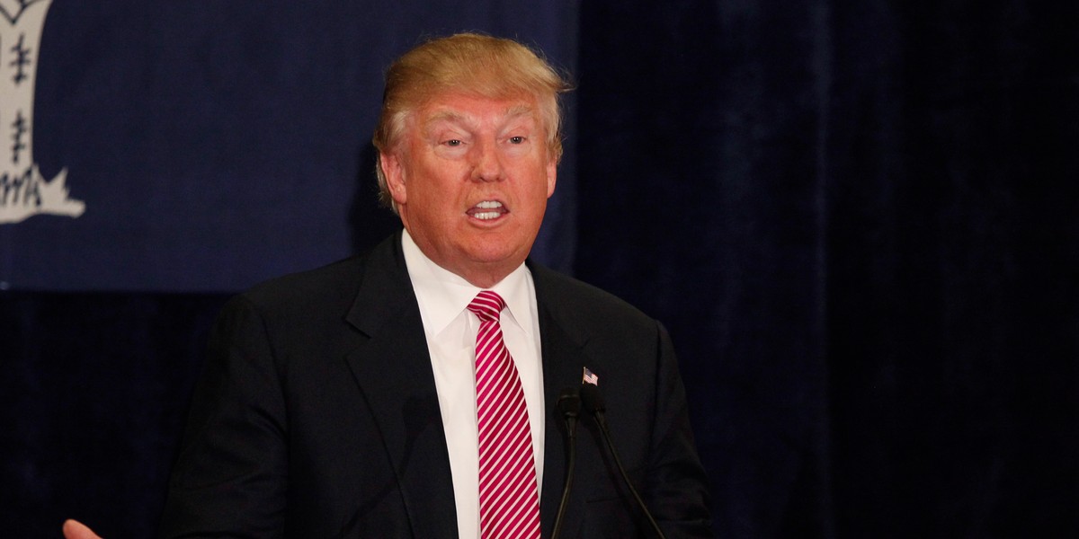 Republican U.S. presidential candidate Donald Trump speaks at a town hall meeting in Mount Pleasant, South Carolina February 15, 2016.