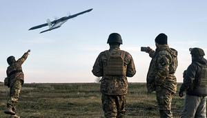 Ukrainian soldiers launching a drone at Russian positions near Bakhmut, Donetsk region, Ukraine, December 15, 2022.Associated Press