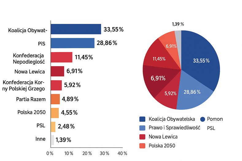 Wyniki poparcia dla poszczególnych partii