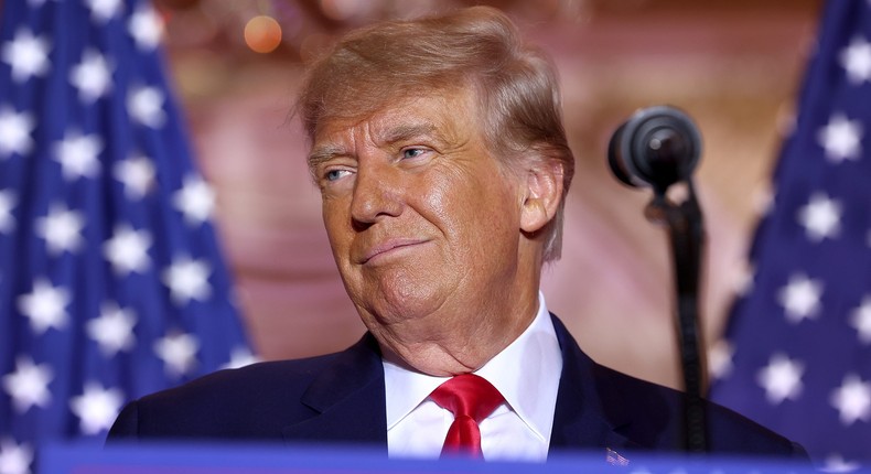 Former President Donald Trump speaks during an event at his Mar-a-Lago home on November 15, 2022 in Palm Beach, FloridaJoe Raedle/Getty Images