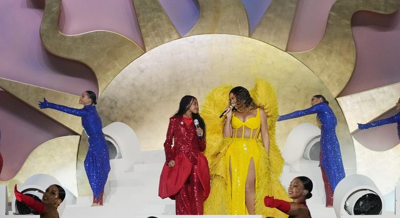 Beyonc and daughter Blue Ivy Carter perform on stage headlining the Grand Reveal of Dubais newest luxury hotel, Atlantis The Royal on January 21, 2023 in Dubai, United Arab Emirates.Kevin Mazur/Getty Images for Atlantis The Royal