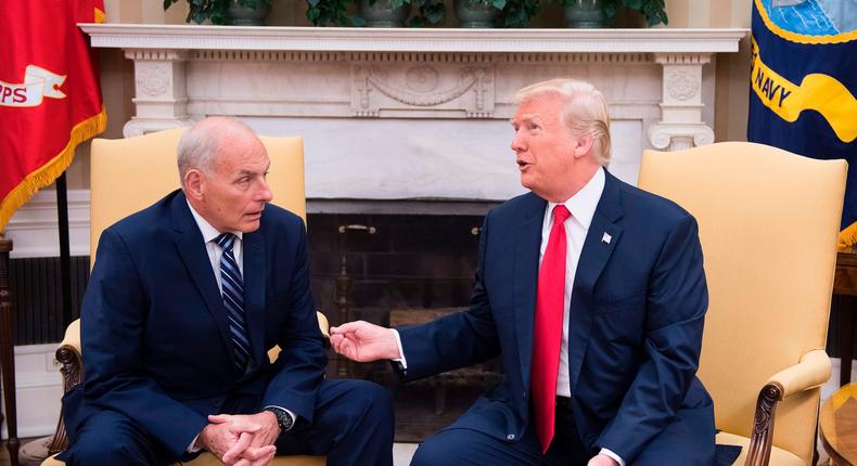 Former White House chief of staff John Kelly, seen here in the Oval Office in 2018, has repeatedly criticized former President Donald Trump.Jim Watson/AFP via Getty Images