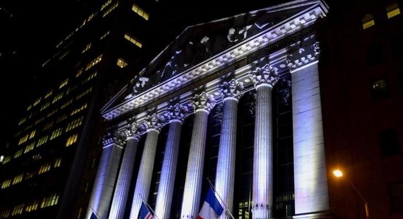 The New York Stock Exchange flies a French flag, in New York, November 14, 2015, following the deadly attacks in Paris. REUTERS/Stephanie Keith