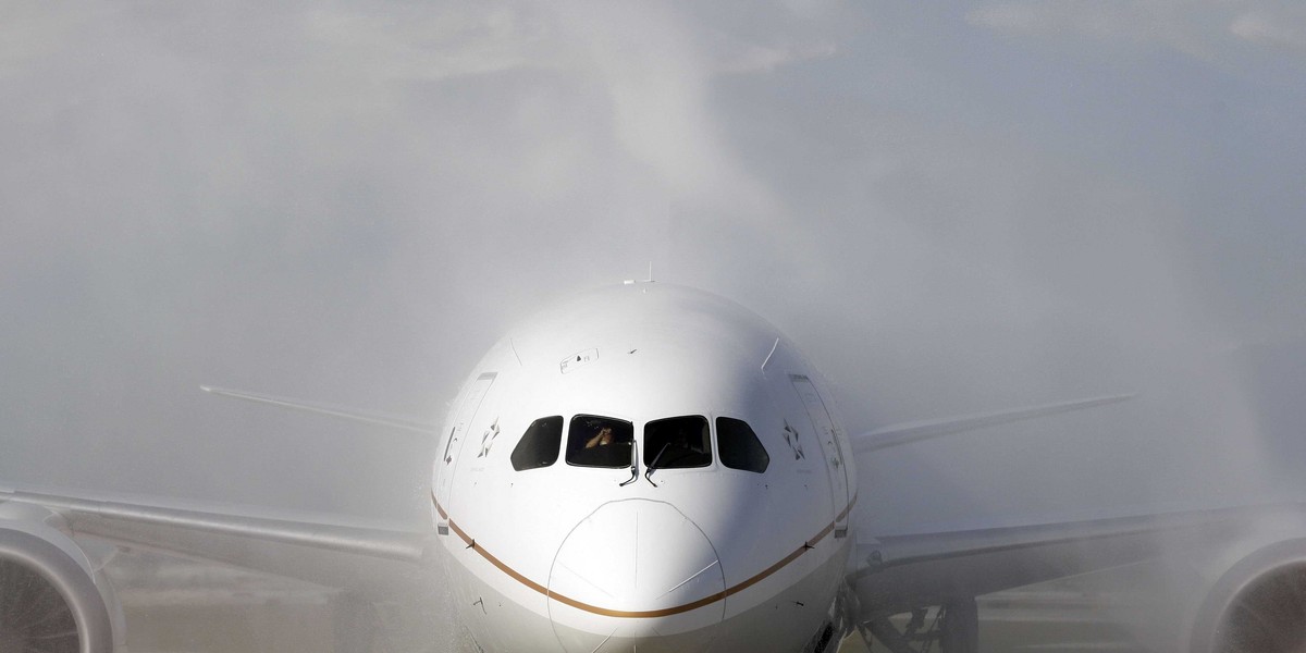 A United Airlines Boeing 787.