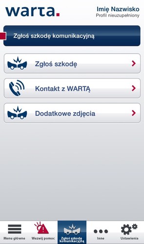 <strong>Warta Mobile</strong><br /><br />

Dzięki aplikacji Warty zgłosimy bez problemu wypadek czy wezwanie pomocy. Za pośrednictwem funkcji lokalizacji ubezpieczyciel łatwiej odnajdzie nasz zepsuty lub unieruchomiony samochód.<br /><br /> 

W razie szkody szybko możemy zgłosić zdarzenie wraz z opisem i zrobieniem zdjęć. Cały pakiet trafia do Warty, a rzeczoznawca poda nam proponowaną kwotę za szkodę. <br /><br />

Warta poprzez aplikację sprzedaje również ubezpieczenia turystyczne  przed podróżą. Co ciekawe, jeśli już raz wykupimy taką polisę, to jej odnowienie będzie można włączyć za pośrednictwem aplikacji 