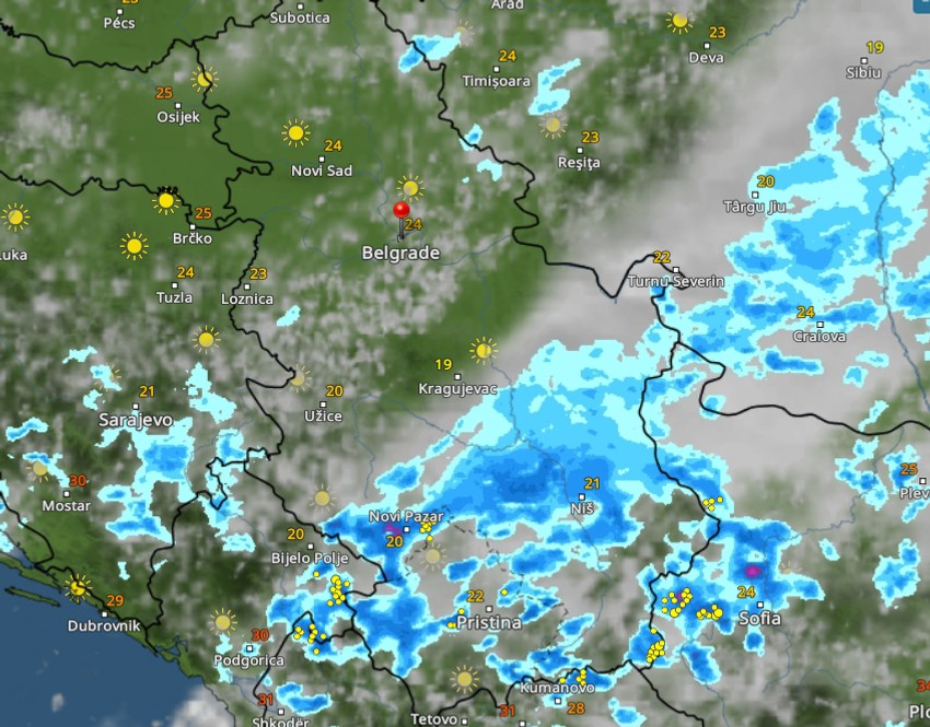 Kretanje nevremena u 16 sati
