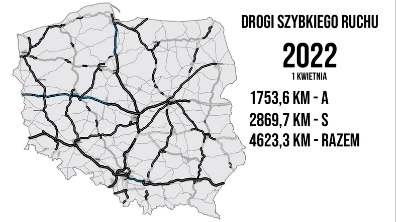 Drogi szybkiego ruchu — stan na 1 kwietnia 2022