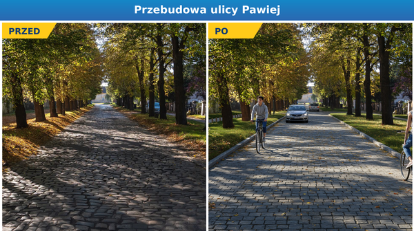 Ulica Pawia przed i po remoncie