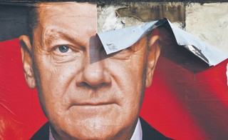 Plakat wyborczy Olafa Scholza (SPD) w mieście Witten  w Nadrenii Północnej-Westfalii