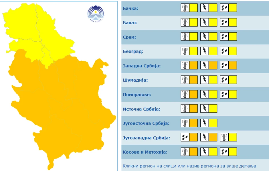 Meteoalarm za nedelju
