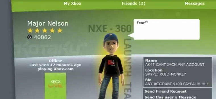 Włamanie na konto szefa Xbox Live