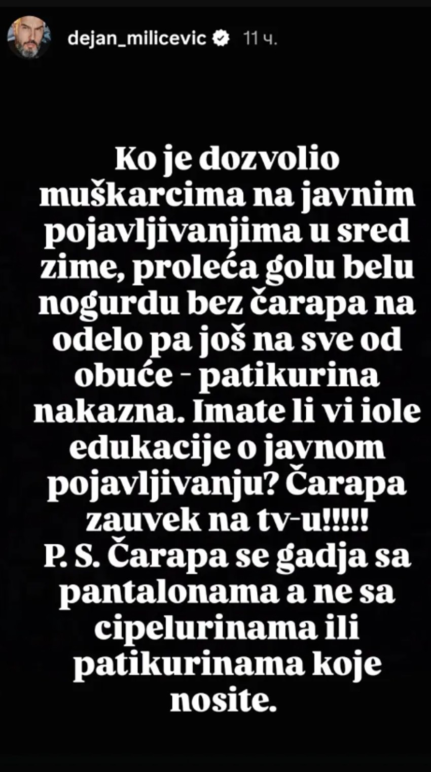 Objava Dejana Milićevića