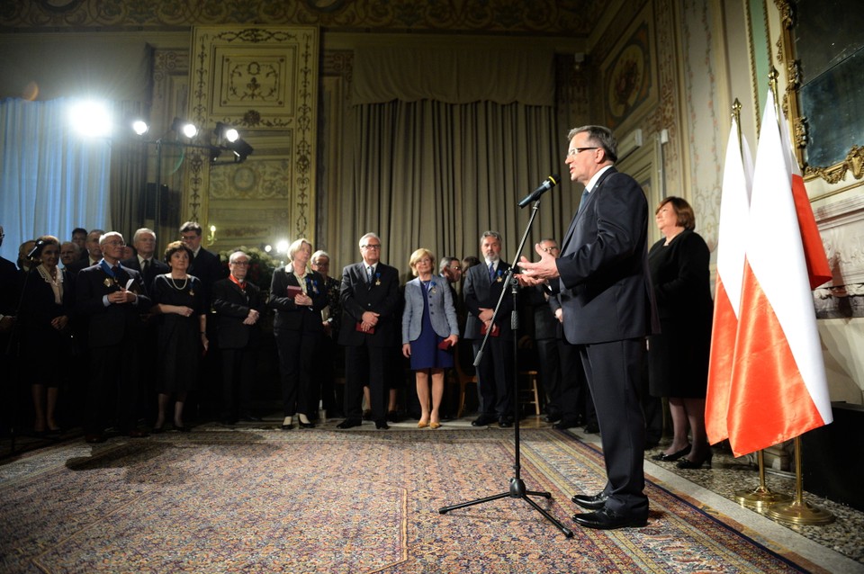 Prezydent Bronisław Komorowski z żoną Anną spotkali się z Polonią włoską w Instytucie Polskim w Rzymie