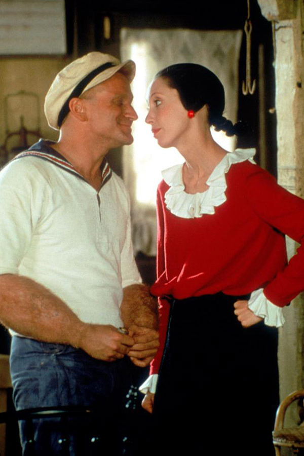 Shelley Duvall i Robin Williams w filmie "Popeye" w 1980 r.