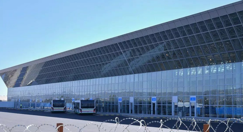 The newly expanded Addis Ababa Bole International Airport terminal, the biggest airport aviation hub in Africa.