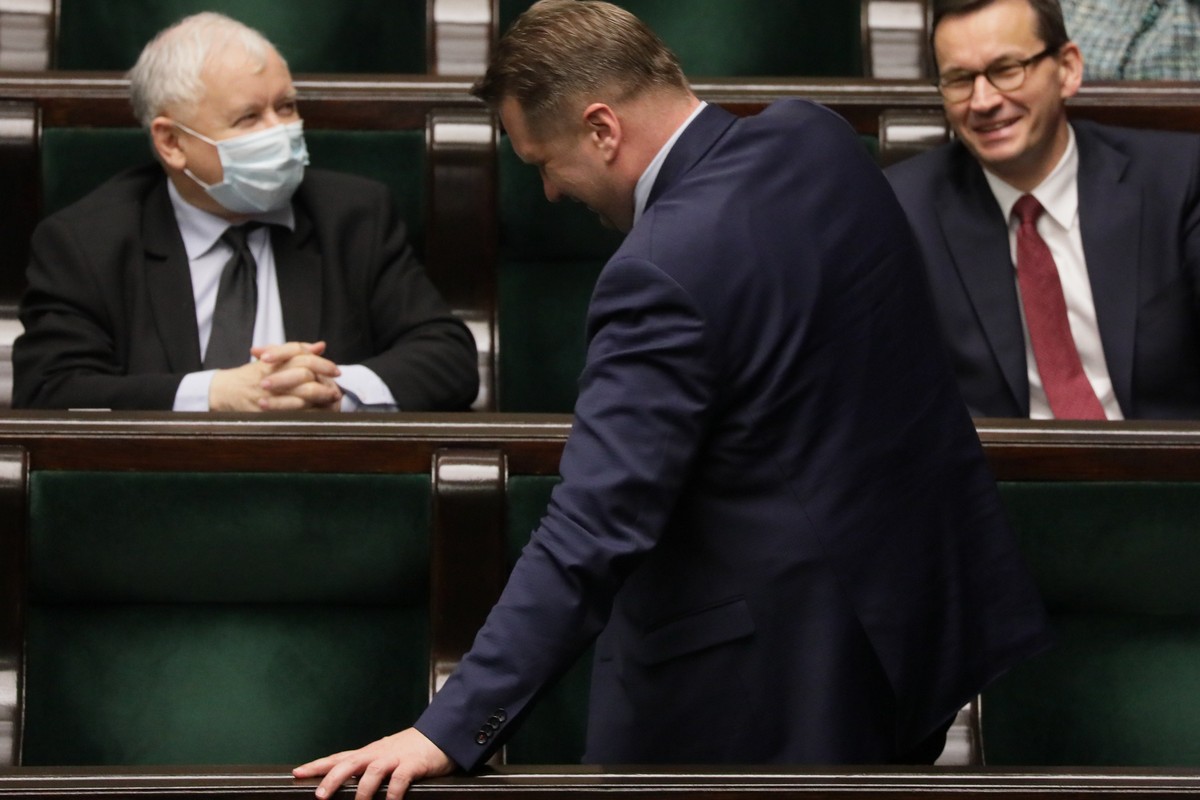 Prezes Jaroslaw Kaczynski i premier rzadu PiS Mateusz Morawiecki