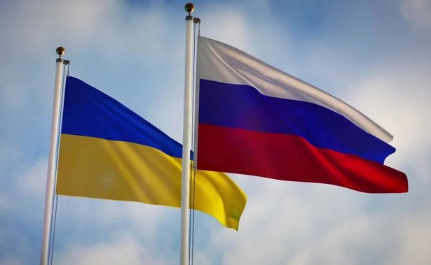 Flagi Ukrainy i Rosji