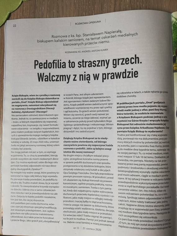 Fotokopia wywiadu z biskupem Napierałą