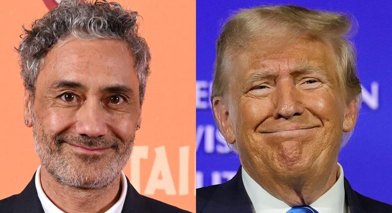 Taika Waititi at the Next Goal Wins charity preview in London, England, and former US President Donald Trump at the Republican Jewish Coalition's Annual Leadership Summit at The Venetian Resort in Las Vegas.Kate Green/Getty Images for Disney/Ethan Miller/Getty Images